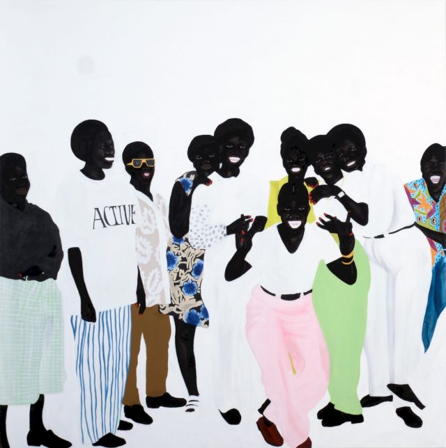 Zandile Tshabalala, My mothers garden: Umcimbi III (A gathering III), 2022, Acrylic on canvas, 200 × 200 cm