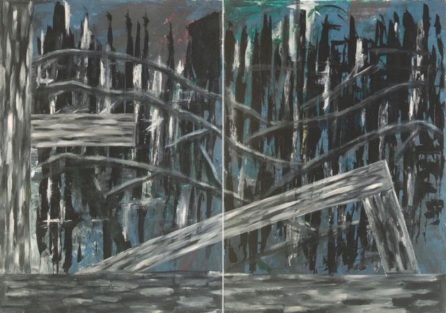 TAHIR LUŠIĆ, Grid shadow fifthies over my landscape I, 1987. Courtesy Kolekcija Trajković; Belgrade, Serbia