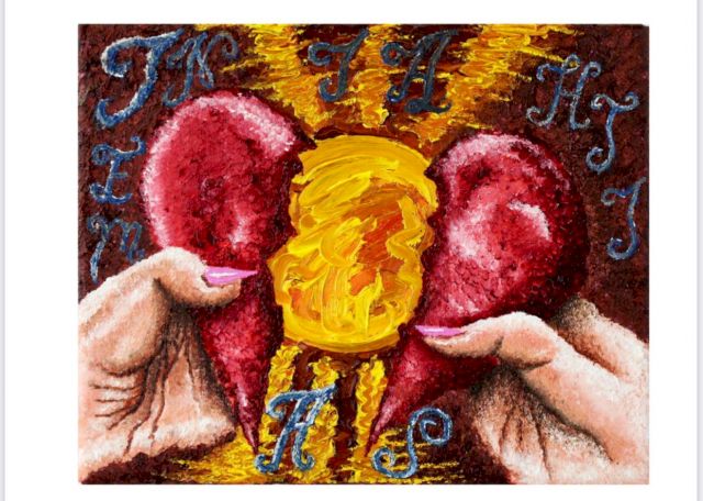 India Nielsen, ...and words are futile devices (HSEMINIAATI), 2021, oil on canvas, 25,4 × 20,3 cm