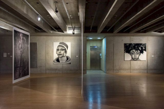 Installation view of the ORLAN exhibition at MACBA. Photo: Pablo Jantus