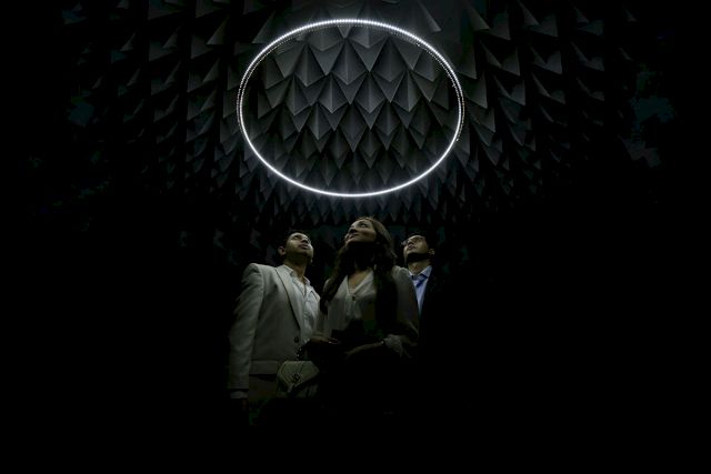 Solo Projects, Haroon Mirza, installation view of The National Apavilion of Then and Now, 2011, courtesy of the artist and Lisson Gallery, London. Photo courtesy of the Dhaka Art Summit and Samdani Art Foundation. Photo credit: Noor Photoface