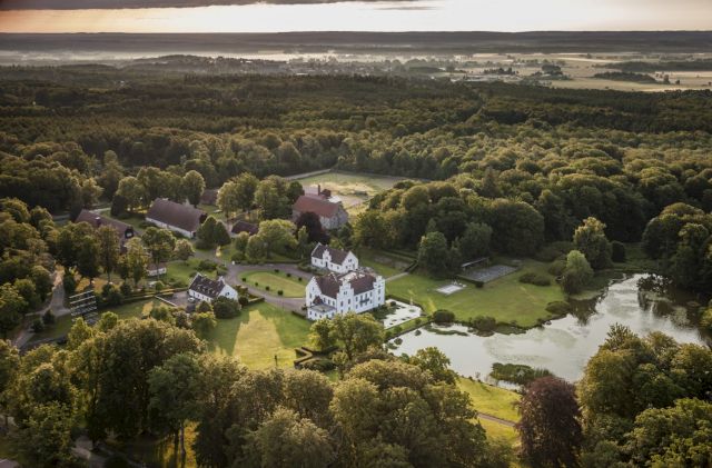 Wanås Estate with the sculpture park and Wanås Castle, aerial view. Photo Per Pixel