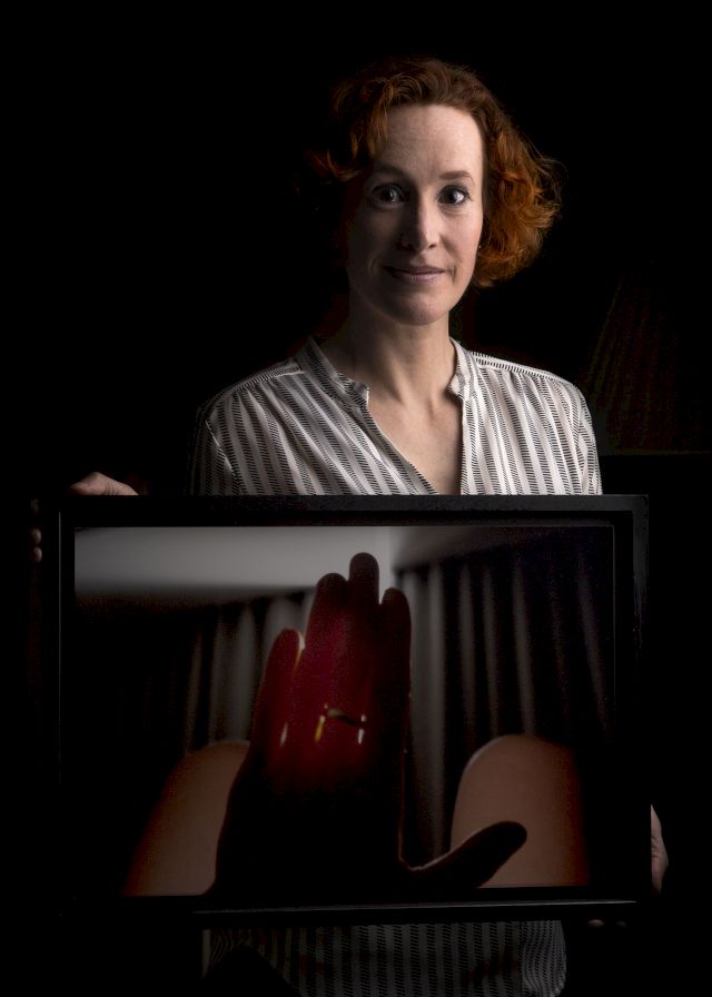 Katja Weitering with "Sunrise-Switzerland" by PIPPILOTTI RIST. Photo: © Laura Hein