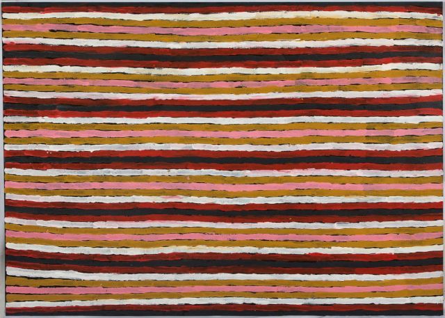 CLIFFORD POSSUM, Tjapaltjarri, Peinture au sol, 2001. Courtesy Yannick And Ben Jakober Foundation