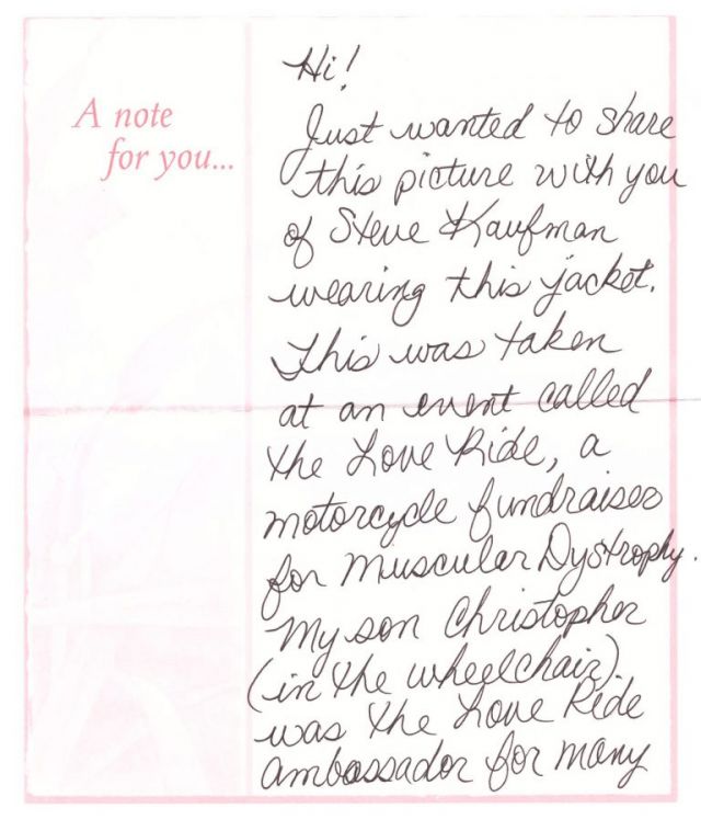 To The New Owner Of This Jacket, letter (page 2), 2013. Courtesy Steppacher Collection