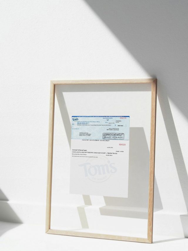 UV PRODUCTION HOUSE, 28 dollar Tom's of Maine REBATE CHECK made out to buyer (FLOAT frame) 2015