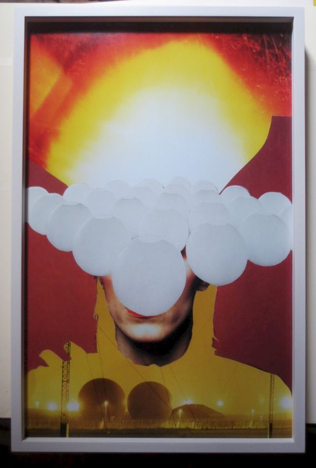 ELIZABETH ZVONAR, Proclivities, 2009. Photo-collage; an image of David Bowie lied buried beneath the artist’s photo-collage