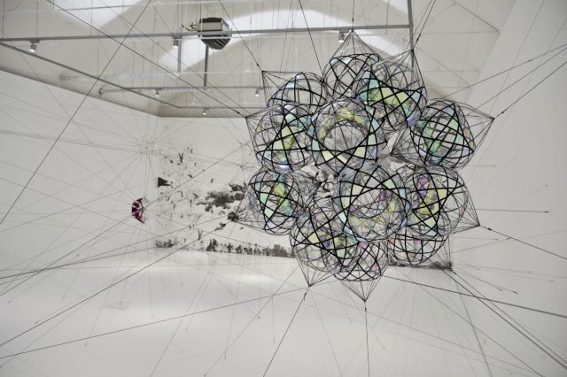 Installation View TOMÁS SARACENO, Many suns and worlds, at Vanhaerents Art Collection, Brussels. Courtesy the artist and Vanhaerents Art Collection