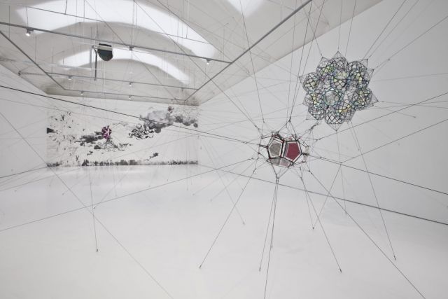 Installation View TOMÁS SARACENO, Many suns and worlds, at Vanhaerents Art Collection, Brussels. Courtesy the artist and Vanhaerents Art Collection