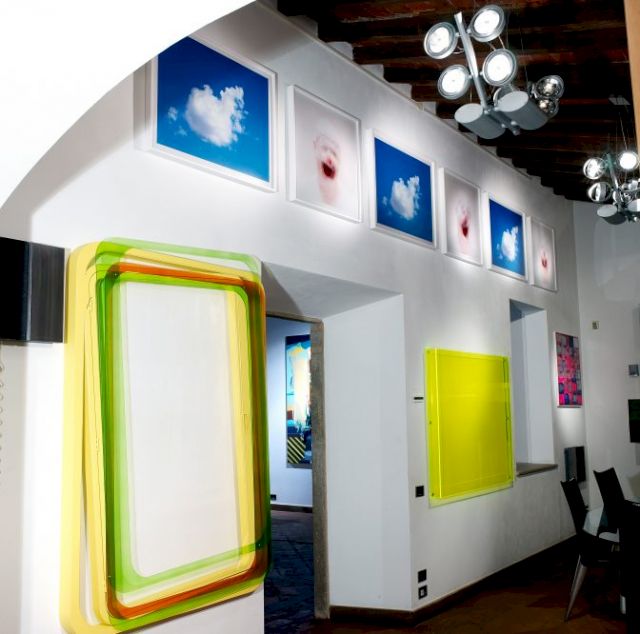 TOBIAS REHBERGER, Studio Window III; GERLWALD ROCKENSCHAUB, Untitled; RONI HORN, Clown and Clown; HERBERT HINTEREGGER, Unitled; Installation View at Collezione Gaddi. Courtesy the artists and Collezione Gaddi