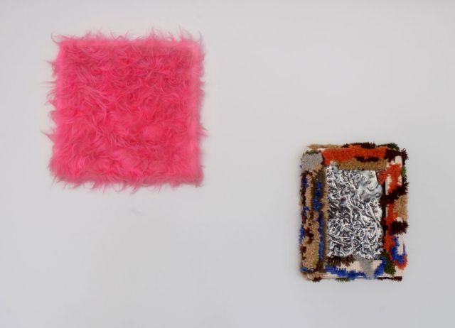 (L-R) SYLVIE FLEURY, Untitled, 1995; MARIANNE THÖRMER, Don’t look at me this way!, 2014. Photo: Marianne Obst