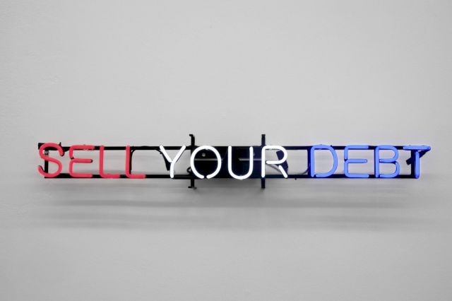 CLAIRE FONTAINE, Untitled (Sell your Debt), 2012. Courtesy Collection von Kelterborn, Frankfurt