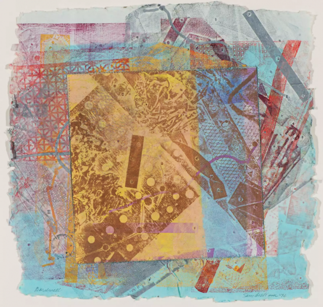 “Bardwell” (1976). Mixed media by Sam Gilliam (1933 – 2022). Courtesy of Olusanya Ojikutu.
