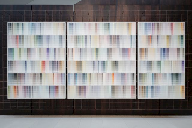 CHOU YU-CHENG 周育正, Bibliotheque #2, 2022, acrylic on paper, mounted on canvas, 212 x 480 cm 2 - Photography Hamish McIntosh