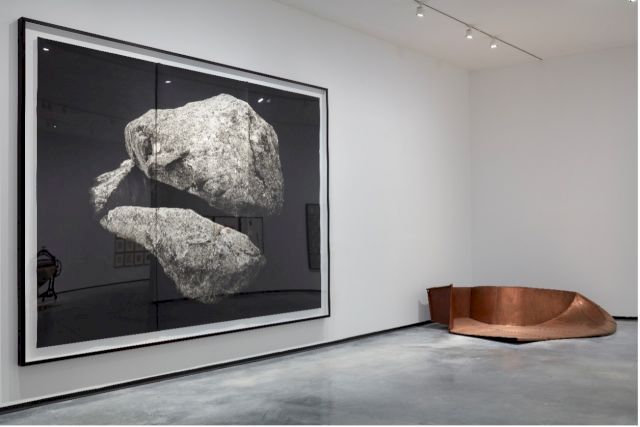 Exhibition view - ‘Gräberfeld’ (2008) Tacita Dean and ‘We the People (Detail)’ (2011-2014) Danh Vö at Museum of Contemporary Art Helga de Alvear. Photo: Joaquín Cortés