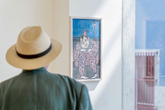 Exhibition View: 'bis morgen', 2021. Otto Bruderer, 'Nach Jubel, Trubel, Heiterkeit - sitz man zuletzt allein, Nach Jubel, Trubel,Heiterkeit, hockt man zuletzt allein’, 55 x 35 cm, 1990.Photo: Courtesy of Durchgang Gallery