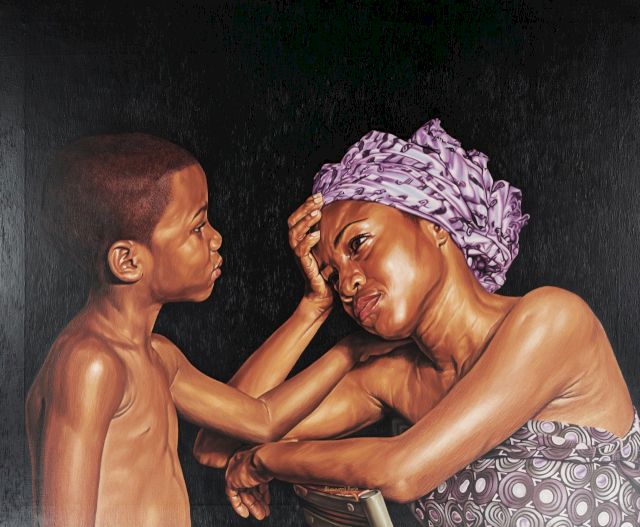 Olawunmi Banjo, 'The Comfoter', Oil on Canvas, 2013. Photo: Courtesy of Yemisi Shyllon Museum of Art