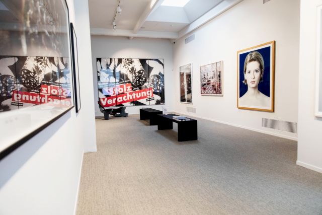 Installation view with works by Barbara Kruger, Max Pinckers, Can Dongdong, and Marie Jo Lafontaine. Photo by Mahira Benizem