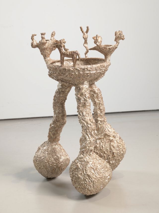 Hu Yinping 胡尹萍, 'Hand Basin #2‘ from the series 'The Moon Rises from Within...,' 2022_copper, silver, resin, 96 x 62 x 58 cm. Image Courtesy of the Artist and the White Rabbit Collection