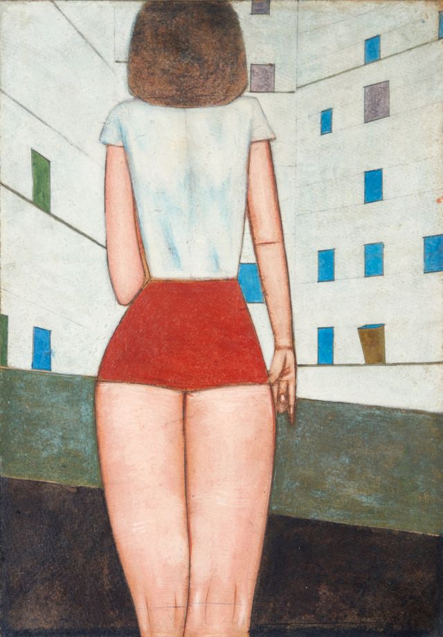 Jerzy Nowosielski, The Girl, 1950s, oil, cardboard, canvas, 40 x 30 cm. STARAK COLLECTION © The Nowosielski Foundation